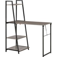 HOMCOM Klappbarer Schreibtisch - Regal-Schreibtisch 2-in-1-4 Regale - Holz grau Metall schwarz   Aosom von HOMCOM