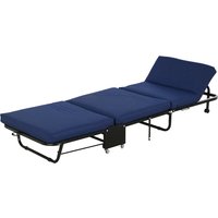 HOMCOM Klappbares Gästebett 2-in-1 mit verstellbarem Kopfteil und Rollen, Stahlrahmen, Schaumstoff, Blau 184x65x26cm für flexibles Schlafen   Aosom.de von HOMCOM