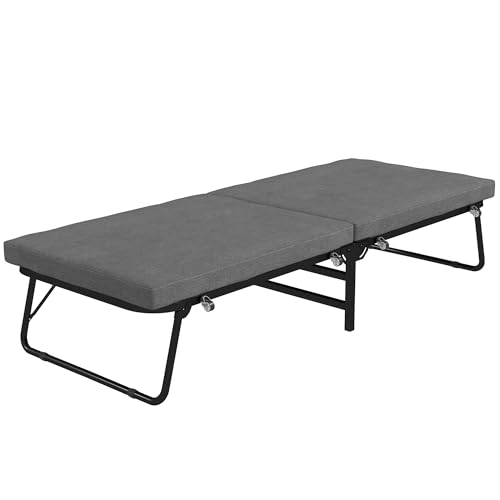 HOMCOM Klappbett 70 x 190 cm Gästebett klappbar mit 7cm Schaumstoff Matratze, verstellbares Rückenlehne, Reisebett mit Rollen, Leinenoptik für Büro, Gästezimmer, Dunkelgrau HOMCOM Klappbett 70 x 190 cm Gästebett klappbar mit 7cm Schaumstoff Matratze, verstellbares Rückenlehne, Reisebett mit Rollen, Leinenoptik für Büro, Gästezimmer, Dunkelgrau von HOMCOM