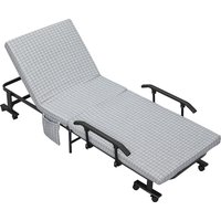 HOMCOM Klappbett Gästebett mit Rollen und 5-stufig verstellbarer Rückenlehne, Reisebett aus Stahlrahmen in Hellgrau und Schwarz, 190x76x33cm   Aosom.de von HOMCOM