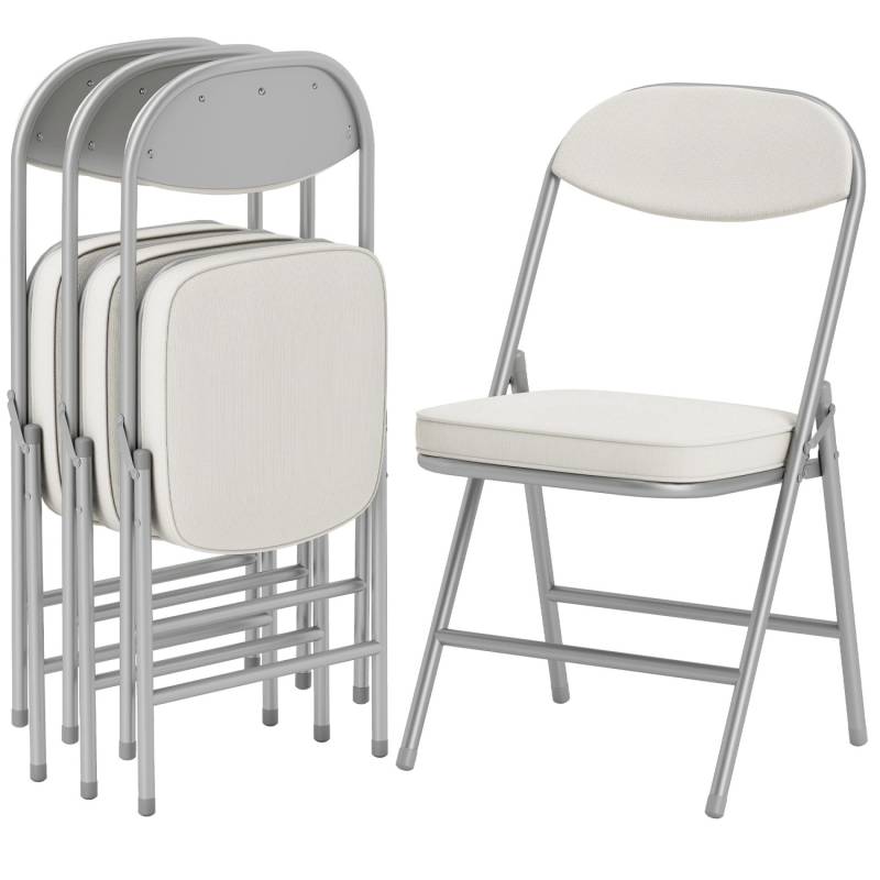 HOMCOM Klappstuhl Polyester Stahl 48,5L x 45B x 82H cm Cremeweiß von HOMCOM