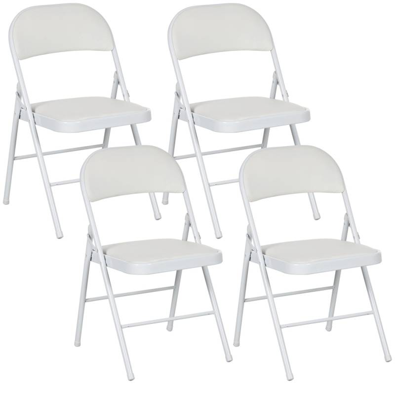 HOMCOM Klappstuhl Stahl Kunstleder 46L x 45B x 78H cm Weiß von HOMCOM