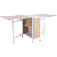 HOMCOM Klapptisch Esstisch Beistelltische Ablagefläche für Wohnzimmer Küche Eiche Holz Metallrahmen Natur+Weiß 169 x 62 x 75 cm von HOMCOM