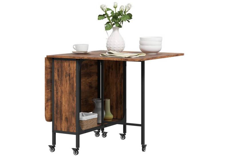 HOMCOM Klapptisch Klappbarer Esstisch, für 6 Personen, mit Ablage (Küchentisch für kleine Räume, 1-St., bis 50 kg belastbar), 130 x 80 x 74 cm von HOMCOM