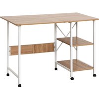 HOMCOM Klapptisch Schreibtisch Beistelltisch Bürotisch Mobiler Computertisch mit Rollen MDF Natur 10 von HOMCOM