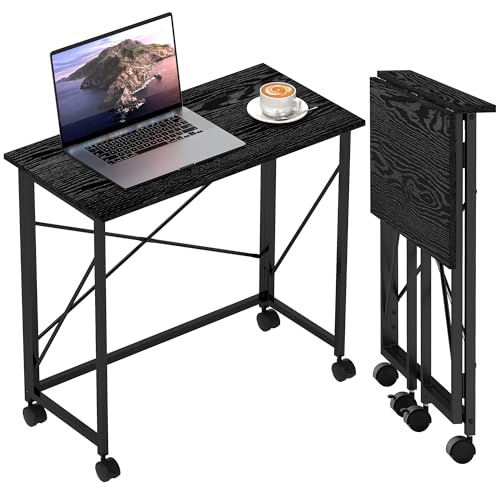 HOMCOM Klapptisch mit Rädern Kompakter Klapptisch Laptoptisch für Home Office Kleine Räume 80x40x75 cm Schwarz von HOMCOM