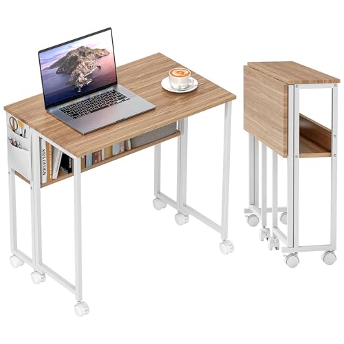 HOMCOM Klapptisch mit Rädern und Regal Kompakter Schreibtisch mit Ablagefach Laptoptisch für Home Office Kleine Räume 80x50x75 cm Natur HOMCOM Klapptisch mit Rädern und Regal Kompakter Schreibtisch mit Ablagefach Laptoptisch für Home Office Kleine Räume 80x50x75 cm Natur von HOMCOM