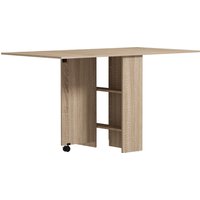 HOMCOM Klapptisch mit Rollen, 2 klappbare Tablettablagen und 2 integrierten Regalen - 140 x 80 x 74 cm Natur Aosom HOMCOM Klapptisch mit Rollen, 2 klappbare Tablettablagen und 2 integrierten Regalen - 140 x 80 x 74 cm Natur Aosom von HOMCOM