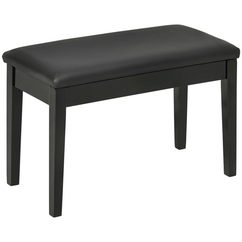 HOMCOM Klavierbank mit Stauraum Lederkissen Schwarz 75 x 35 x 49 cm von HOMCOM