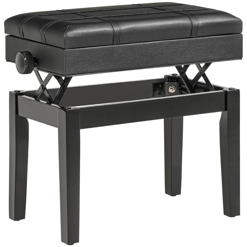 HOMCOM Klavierbank mit Versteckten Stauraum Schwarz 63 x 35 x 46-56 cm von HOMCOM