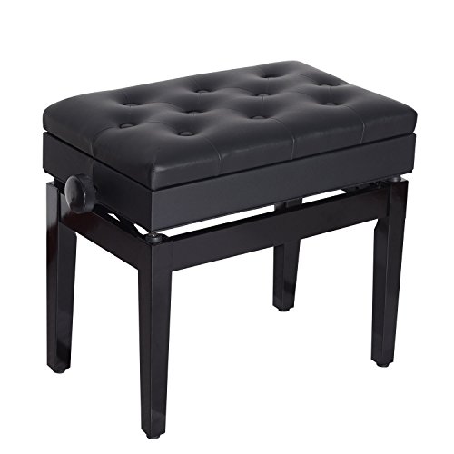 HOMCOM Klavierhocker Klavierbank Klavier Bank Schminkhocker Hocker mit Stauraum höhenverstellbar 54,5 x 33 x 48-58 cm von HOMCOM