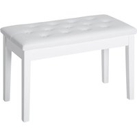 HOMCOM Klavierhocker Klavierbank im Landhausstil mit Stauraum aus Gummiholz und Kunstleder, weiß, 76 x 36 x 50 cm für Musikliebhaber   Aosom.de von HOMCOM