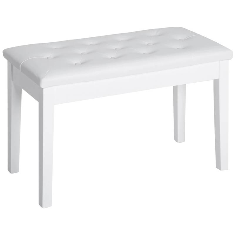 HOMCOM Klavierhocker Stauraum Gummiholz Kunstleder Weiß 76 x 36 x 50 cm von HOMCOM