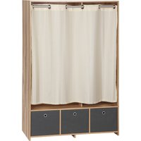 HOMCOM Kleiderschrank, Ankleidezimmer mit Vorhang, Schlafzimmerschrank, Kleiderschrank mit Stange, 3 Fächern und 3 herausnehmbaren Stoffschubladen - 105 x 48 x 160 cm, Naturholz   Aosom HOMCOM Kleiderschrank, Ankleidezimmer mit Vorhang, Schlafzimmerschrank, Kleiderschrank mit Stange, 3 Fächern und 3 herausnehmbaren Stoffschubladen - 105 x 48 x 160 cm, Naturholz   Aosom von HOMCOM