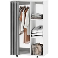 HOMCOM Kleiderschrank Aufbewahrungsmöbel mobil 6 Rollen mit Kleiderstange und offenen Regalen, rollender Kleiderschrank für Schlafzimmer, Maße 80 x 40 x 128 cm, weiß Aosom HOMCOM Kleiderschrank Aufbewahrungsmöbel mobil 6 Rollen mit Kleiderstange und offenen Regalen, rollender Kleiderschrank für Schlafzimmer, Maße 80 x 40 x 128 cm, weiß Aosom von HOMCOM