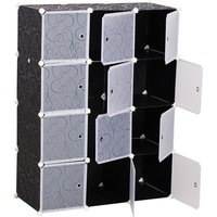 Kleiderschrank DIY Garderobe mit Kleiderstange 2 + 6 Fächer aus PP Schwarz + Weiß 111 x 47 x 145 cm Kleiderschrank DIY Garderobe mit Kleiderstange 2 + 6 Fächer aus PP Schwarz + Weiß 111 x 47 x 145 cm von HOMCOM