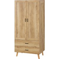 HOMCOM Kleiderschrank Kleiderschrank mit 2 Türen, 2 Schubladen und Kleiderstange - 80 x 54 x 180 cm   Aosom von HOMCOM