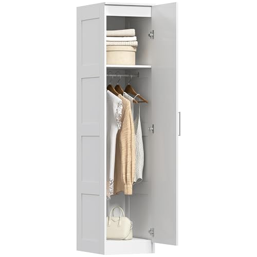 HOMCOM Kleiderschrank Mehrzweckschrank mit Kleiderstange, Regal, Soft-Close-Tür Garderobenschrank Schrank Drehtürenschrank für Schlafzimmer 40 x 52 x 180 cm Weiß HOMCOM Kleiderschrank Mehrzweckschrank mit Kleiderstange, Regal, Soft-Close-Tür Garderobenschrank Schrank Drehtürenschrank für Schlafzimmer 40 x 52 x 180 cm Weiß von HOMCOM