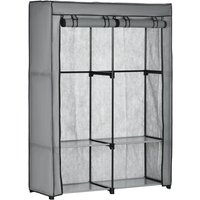 HOMCOM Kleiderschrank Stoffschrank mit 2 Kleiderstangen, 4 Einlegeböden und Reißverschluss, Faltschrank Stoffkleiderschrank für Schlafzimmer, von HOMCOM