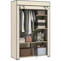 HOMCOM Kleiderschrank Stoffschrank faltbar mit 2 Kleiderstangen und 6 Fächern in Creme für Schlafzimmer und Flur   Aosom.de von HOMCOM