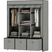 HOMCOM Kleiderschrank Stoffschrank mit Kleiderstange, Schubladen, Reißverschluss Faltschrank für Schlafzimmer, Ankleidezimmer, 125 x 43 x 162,5 cm, Hellgrau   Aosom von HOMCOM