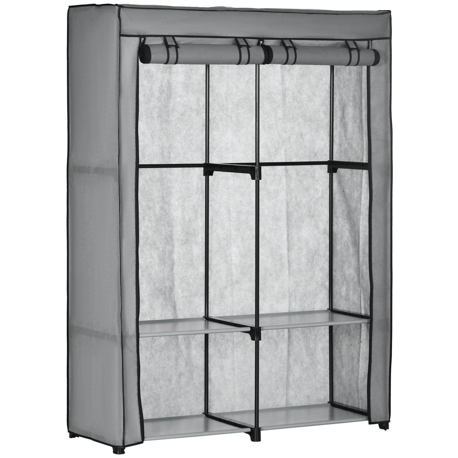 HOMCOM Kleiderschrank mit Kleiderstangen 4 Fächern Faltbar Hellgrau 118x49x170cm HOMCOM Kleiderschrank mit Kleiderstangen 4 Fächern Faltbar Hellgrau 118x49x170cm von HOMCOM