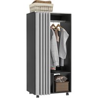 HOMCOM Kleiderschrank mobiler Kleiderschrank mit Vorhang, Spanplatten, Kleiderstange, schwarz   Aosom von HOMCOM