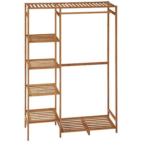 HOMCOM Kleiderständer Garderobenständer mit Kleiderstange, Schuhablag, Regal, Garderobe aus Bambus für Schlafzimmer, Ausstellungen, Waschküche, Naturholz HOMCOM Kleiderständer Garderobenständer mit Kleiderstange, Schuhablag, Regal, Garderobe aus Bambus für Schlafzimmer, Ausstellungen, Waschküche, Naturholz von HOMCOM