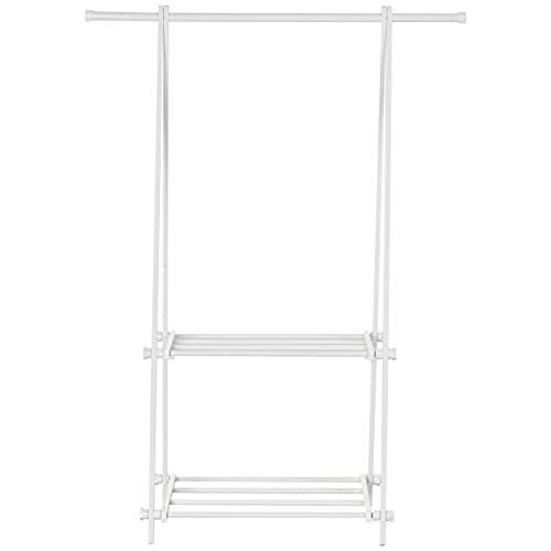 HOMCOM Kleiderständer mit Schuhablage, Kleiderstange, Garderobenständer, Stahl, Weiß, 107,5 x 45 x 150 HOMCOM Kleiderständer mit Schuhablage, Kleiderstange, Garderobenständer, Stahl, Weiß, 107,5 x 45 x 150 von HOMCOM