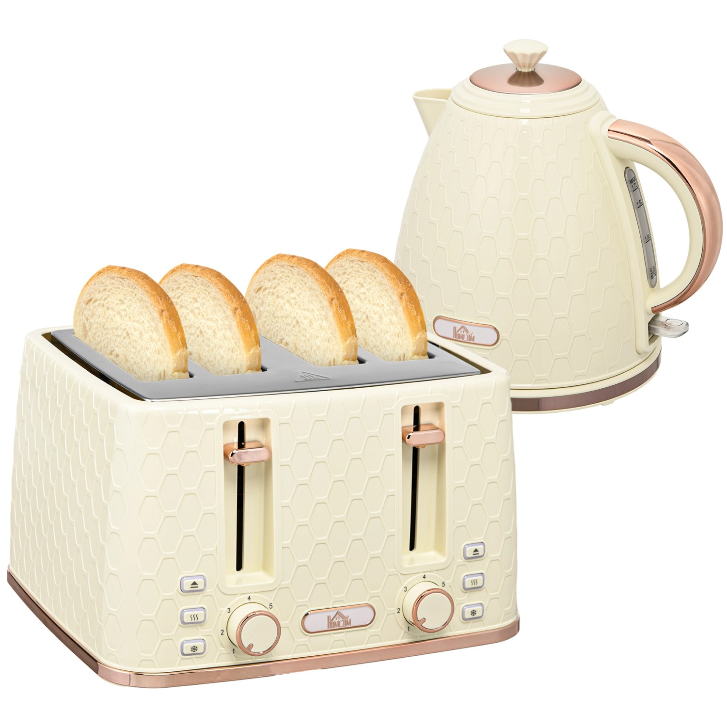 HOMCOM Kocher-Toaster-Set Kunststoff Stahl 24,2L x 19,5B x 23,4H cm Beige HOMCOM Kocher-Toaster-Set Kunststoff Stahl 24,2L x 19,5B x 23,4H cm Beige von HOMCOM