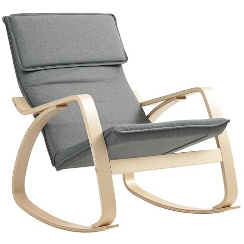 HOMCOM Komfortabler Relax-Schaukelstuhl, gepolsterter Lounge-Sessel mit hoher Rückenlehne und Kopfstütze für Wohnzimmer, Schlafzimmer, grau HOMCOM Komfortabler Relax-Schaukelstuhl, gepolsterter Lounge-Sessel mit hoher Rückenlehne und Kopfstütze für Wohnzimmer, Schlafzimmer, grau von HOMCOM