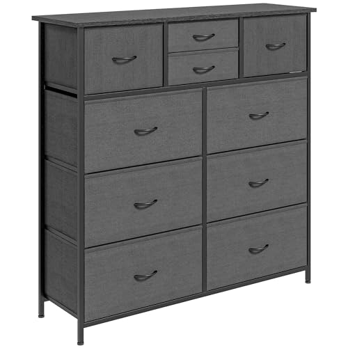 HOMCOM Kommode, Aufbewahrungsschrank mit 10 Faltbaren Stoffschubladen, Sideboard im Modern-Stil für Wohnzimmer, Schlafzimmer, Stahl, Schwarz HOMCOM Kommode, Aufbewahrungsschrank mit 10 Faltbaren Stoffschubladen, Sideboard im Modern-Stil für Wohnzimmer, Schlafzimmer, Stahl, Schwarz von HOMCOM