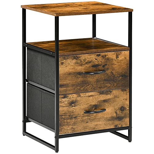 HOMCOM Kommode aus Stoff Aufbewahrungsschrank mit 2 Schubladen, Ablage Kommodenschrank mit Stahlgestell Schrank für Schlafzimmer, Wohnzimmer Rustikal-Braun HOMCOM Kommode aus Stoff Aufbewahrungsschrank mit 2 Schubladen, Ablage Kommodenschrank mit Stahlgestell Schrank für Schlafzimmer, Wohnzimmer Rustikal-Braun von HOMCOM