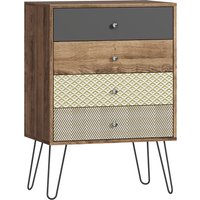 HOMCOM Kommode 4 Schubladen, Schlafzimmerkommode, mit Gabelbeinen aus Stahl, Kommode für Wohnzimmer, Büro, Boho‑Stil, 60x39x86 cm, Mehrfarbig Aosom HOMCOM Kommode 4 Schubladen, Schlafzimmerkommode, mit Gabelbeinen aus Stahl, Kommode für Wohnzimmer, Büro, Boho‑Stil, 60x39x86 cm, Mehrfarbig Aosom von HOMCOM