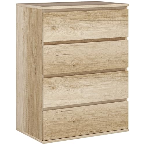 HOMCOM Kommode 4 Schubladen Kommode Schlafzimmer Aufbewahrungsmöbel Schlichter moderner Stil mit Soft-Close-Mechanismus, für Schlafzimmer, Wohnzimmer - 60 x 40 x 80 cm, Naturholz HOMCOM Kommode 4 Schubladen Kommode Schlafzimmer Aufbewahrungsmöbel Schlichter moderner Stil mit Soft-Close-Mechanismus, für Schlafzimmer, Wohnzimmer - 60 x 40 x 80 cm, Naturholz von HOMCOM