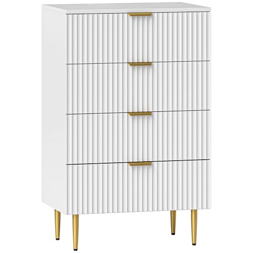 HOMCOM Kommode 4 Schubladen Kommode Zimmer modernes Aufbewahrungsmöbel mit goldenen Griffen und Füßen, für Schlafzimmer, Wohnzimmer, ABM. 60 x 40 x 96 cm, weiß HOMCOM Kommode 4 Schubladen Kommode Zimmer modernes Aufbewahrungsmöbel mit goldenen Griffen und Füßen, für Schlafzimmer, Wohnzimmer, ABM. 60 x 40 x 96 cm, weiß von HOMCOM
