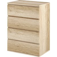 HOMCOM Kommode 4 Schubladen Schlafzimmerkommode Aufbewahrungsmöbel minimalistisches Design mit sanftem Schließmechanismus, für Schlafzimmer, Wohnzimmer - 60 x 40 x 80 cm, Naturholz   Aosom von HOMCOM