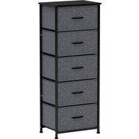 HOMCOM Kommode 5 Schubladen Aufbewahrung faltbare Stoffschubladen - schwarze Stahlkonstruktion - 45 x 30 x 116 cm dunkelgrau   Aosom von HOMCOM