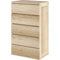 HOMCOM Kommode 5 Schubladen Schlafzimmer Aufbewahrungsmöbel modernes Design mit sanftem Schließmechanismus, für Schlafzimmer, Wohnzimmer - 60 x 38 x 100 cm, Naturholz   Aosom von HOMCOM