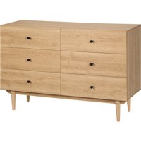 HOMCOM Kommode 6 Schubladen Aufbewahrungsschrank Massivholzbeine 120 x 40 x 80 cm Holzfarbe   Aosom von HOMCOM