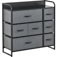 HOMCOM Kommode 7 Schubladen Aufbewahrungsmöbel Stoffschubladen Faltbarer - schwarzes Stahlgestell - 80L x 29B x 78,5H cm, Schlafzimmer, Eingangsbereich, Wohnzimmer, Schwarz und Grau   Aosom von HOMCOM