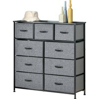 HOMCOM Kommode 9 Schubladen Aufbewahrungsmöbel faltbare Stoffschubladen - schwarze Stahlstruktur - 100 x 30 x 100 cm, Schlafzimmer, Eingang, Wohnzimmer, Schwarz und Grau   Aosom von HOMCOM