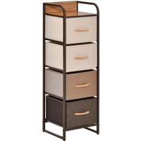 HOMCOM Kommode Aufbewahrungsschrank 5 Stoffschubladen faltbar - schwarzer Stahlrahmen - 45 x 30 x 116 cm beige, braun   Aosom von HOMCOM