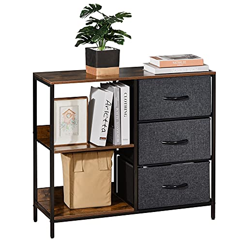 HOMCOM Kommode Aufbewahrungsschrank mit 3 Stoff-Schubladen, 2 offenen Regal, Kommodenschrank mit Metallrahmen für Schlafzimmer, Wohnzimmer Braun HOMCOM Kommode Aufbewahrungsschrank mit 3 Stoff-Schubladen, 2 offenen Regal, Kommodenschrank mit Metallrahmen für Schlafzimmer, Wohnzimmer Braun von HOMCOM