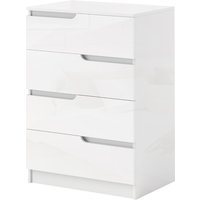HOMCOM Kommode Beistellschrank mit 4 Schubladen, Schubladenkommode für Wohnzimmer, Schlafzimmer, Hochglanzweiß 60 x 40 x 85cm   Aosom von HOMCOM