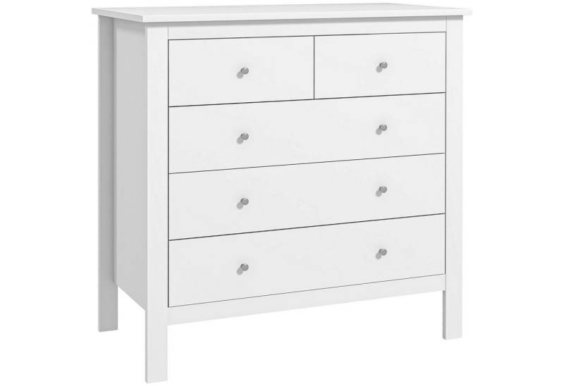 HOMCOM Kommode Beistellschrank mit 5 Schubladen Sideboard mit Anti-Kipp-Schutz (Aufbewahrungsschrank, 1 St., Schubladenkommode), für Schlafzimmer, Wohnzimmer, Weiß 79 x 39,5 x 80,5 cm von HOMCOM