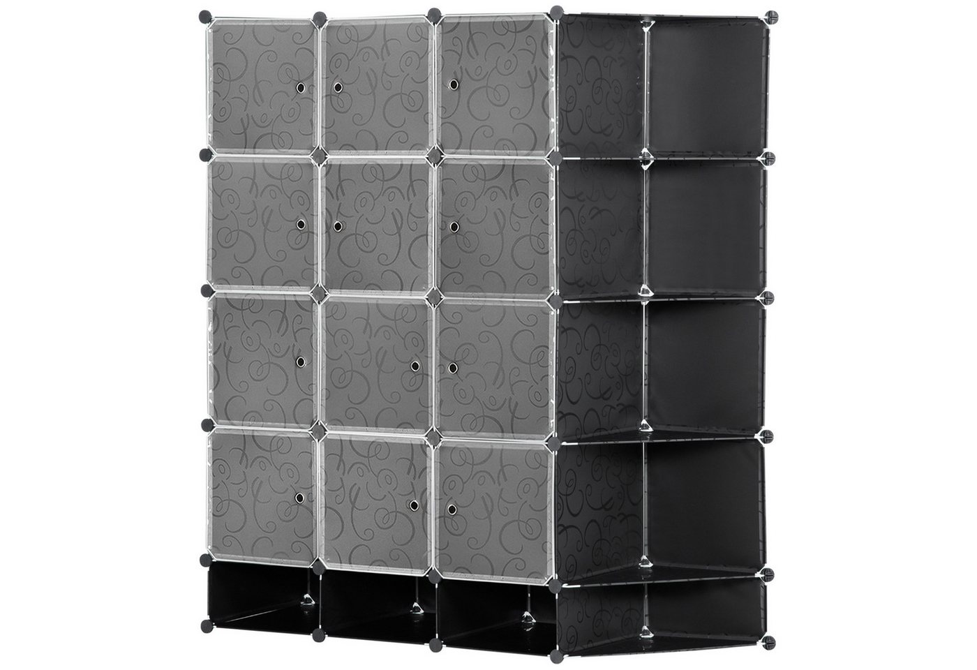 HOMCOM Kommode DIY-Kleiderschrank (Flexibler Schrank im Würfeldesign, 1 St., 2 große und 14 kleine Würfel), Schwarz, 145 x 46 x 162 cm von HOMCOM