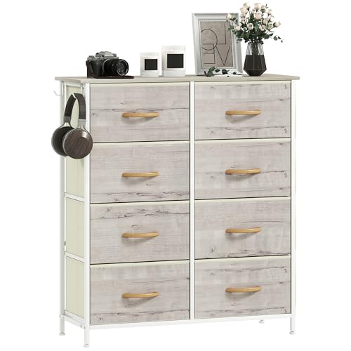 HOMCOM Kommode Doppelkommode für Schlafzimmer mit 8 Stoffschubladen, hohe Aufbewahrungseinheit mit 4 Taschen, 2 Haken und Stahlrahmen für Wohnzimmer, Flur, Naturholz-Finish HOMCOM Kommode Doppelkommode für Schlafzimmer mit 8 Stoffschubladen, hohe Aufbewahrungseinheit mit 4 Taschen, 2 Haken und Stahlrahmen für Wohnzimmer, Flur, Naturholz-Finish von HOMCOM