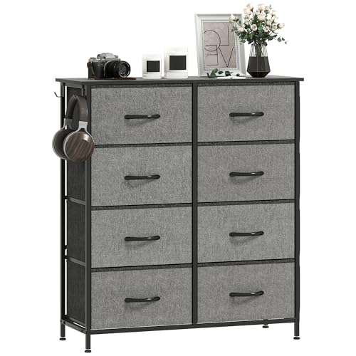 HOMCOM Kommode Doppelkommode für Schlafzimmer mit 8 Stoffschubladen Hochschrank mit 4 Taschen, 2 Haken und Stahlrahmen für Wohnzimmer, Flur, Anthrazit HOMCOM Kommode Doppelkommode für Schlafzimmer mit 8 Stoffschubladen Hochschrank mit 4 Taschen, 2 Haken und Stahlrahmen für Wohnzimmer, Flur, Anthrazit von HOMCOM