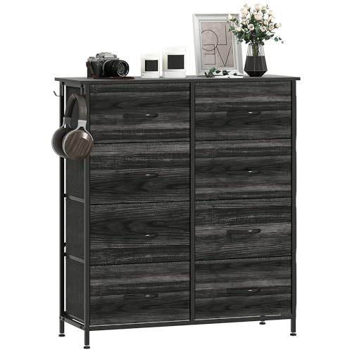 HOMCOM Kommode Doppelkommode für Schlafzimmer mit 8 Stoffschubladen Hochschrank mit 4 Taschen, 2 Haken und Stahlrahmen für Wohnzimmer, Flur, Schwarz HOMCOM Kommode Doppelkommode für Schlafzimmer mit 8 Stoffschubladen Hochschrank mit 4 Taschen, 2 Haken und Stahlrahmen für Wohnzimmer, Flur, Schwarz von HOMCOM